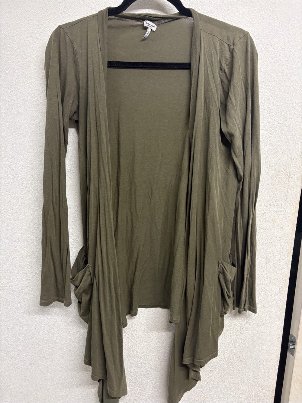 Splendid Olive Green Open-Front Long Sleeve Cardigan